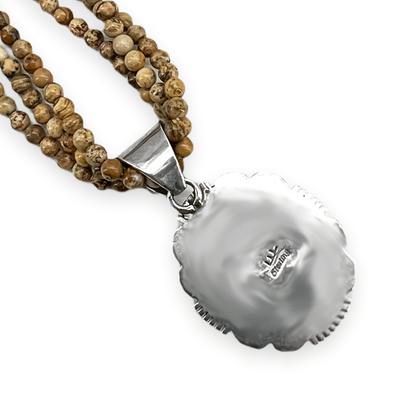 Genuine Tiger's Eye Necklace and Pendant Set, Authentic Navajo Native American USA Handmade in New Mexico, Sterling Silver, 23 inch