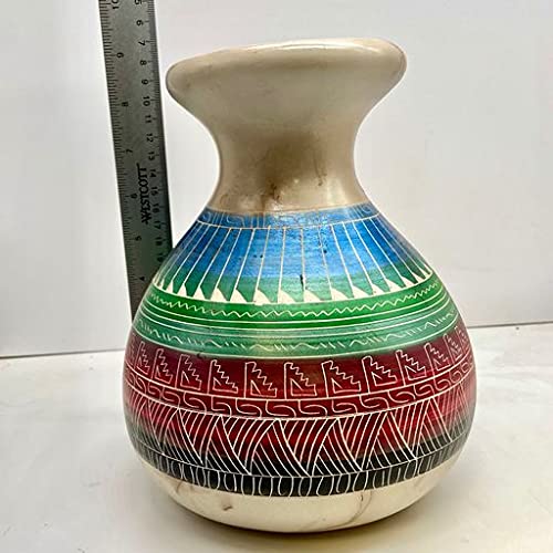Authentic Native American Horse Hair Pottery, Traditional Vase Style, Genuine Navajo Tribe USA Handpainted and Etched, Artist Signed, Southwestern Home Decor Collectible